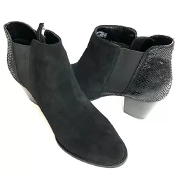 Vionic Womens Black 322ANNE Suede Block Heel Zipper Ankle Bootie Boots Sz US 9. New open boxFast shipping!