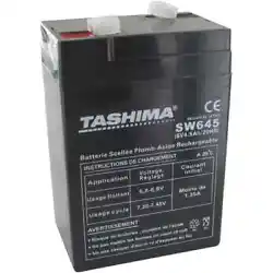 TASHIMA SW645 Batterie AGM/Gel 6V 4,5Ah + à gauche.