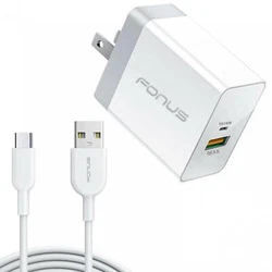 Output 22.5W Maximum if one USB is used. A 6ft long usb-a to usb-c cable is included. Ultra compact and lightweight....