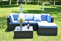 Assembly required 5 Pcs Rattan Sofa Set Includes Rattan Color: Brown Black. Made from high-quality resin wicker,...