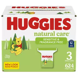 Huggies Natural Care Sensitive Baby Wipes are made with plant-based ingredients, 99% purified water and 1% skin...