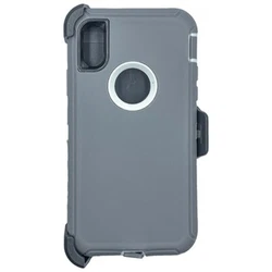 For iPhone X/Xs Heavy Duty Case w/ Clip GRAY/WHITE Heavy Duty Case Cover w/Clip Holster for iPhone X/Xs GRAY/WHITE....