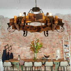 6-Light Wood Chandelier Rustic Candle Lighting Fixture Adjustable Pendant Lamp This is a new wood Chandelier. Made of...