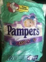 One vintage 1998 size 4 pampers baby dry sealed in plastic with silica for collecting and preservation. Only six...