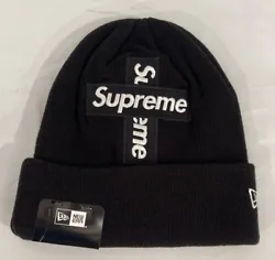 Black Supreme hat with white embroidery. One size fits all.