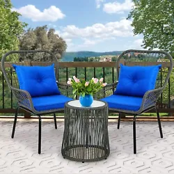3PCS Wicker Rattan Patio Outdoor Furniture Conversation Bistro Set Table & Chair. COMFORTABLE SEAT: Looking to...