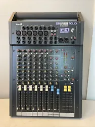 Soundcraft Spirit Folio F1 14:2 pA mixing desk Fader 100 Mixer.Tested and workingIn used conditionUnit only no cables...