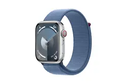 Apple Watch Series 9 GPS + Cellular Aluminium Argent Boucle Sport Bleu 45 mm - Montre connectée 4G LTE - Aluminium -...