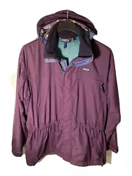 Patagonia Womens M Mesh Lined Full Zip Hooded Windbreaker Jacket -Purple/Teal.