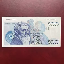 Belgique Billet 500 Francs Constantin Meunier Type 1982Splendide billet 500 francs Traces verso marge supérieure Pli...