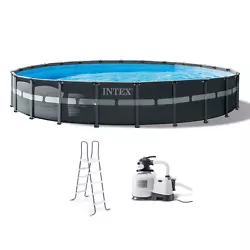 Ultra XTR above-ground pool set with an elegant graphite exterior and blue tile print is an ideal addition to any...