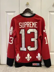 Rare! Supreme Fleur de Lis Hockey Jersey Size Large Red/ Black 2013. Brand new.. the only red one on eBay
