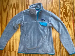 Patagonia Women Re Tool Snap T Tailored Gray W Teal Trim Fleece Pullover Sz S.