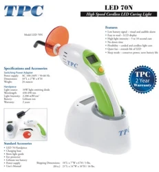 LED 70N Cordless LED Curing Light. Cordless and corded. Low Battery Signal - visual and audible alarm. Fast Mode - 3...
