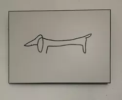 Pablo Picasso Dog Sketch Line Drawing Wood Dachshund Wiener 13 X 9.