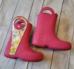 Crocs Girls •Size 3• Handle It Sea Life Dark Pink Waterproof Rain Snow Boots. In good Pre-owned condition with...