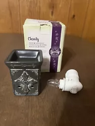 Scentsy Wall Plug in Wax Warmer Charity Retired Cross Gray With Bulb & Box. I listed as used but does not appear to be...
