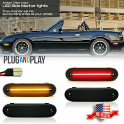 4X LED Side Marker Light Smoked Lens Front Rear FOR MAZDA MX-5 MIATA 1990-2005.