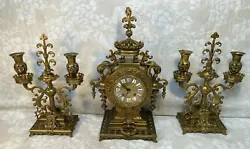 Here is a nice antique French clock and garniture set for your buying consideration. Beautiful antique clock set here....