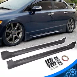 Fits 2006-2011 8th Gen Honda Civic 4 Door Sedan Model. 1 Pair Side Skirts (Left and Right). Material: High quality ABS...