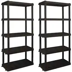 Heavy-duty molded plastic resin shelves hold 150 lbs (68 kg) each and will not rust, dent, stain, or peel. Durable...