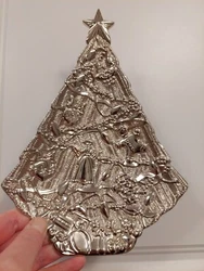 Gorham Lenox Silver Plated Christmas Tree Treat Dish Metal Candy Dish 9x6in.