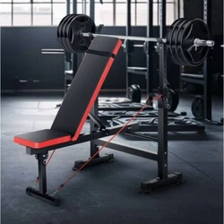 Adjustable Weight Bench 600lbs 4-in-1 Foldable Workout Bench Set w/Barbell Rack. Includes1 VIBESPARK Olympic Weight...
