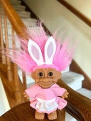 RUSS Troll Bunny Rabbit Ears Pink Spring Dress. 4.5