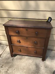 Antique Walnut Eastlake 3 Drawer Dresser. Classic Eastlake style with overhanging top drawer and classic keyholes. Top...