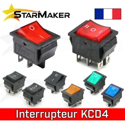 KCD4 Interrupteur à bascule 230V 16A 2 et 3 positions ON-OFF / ON-OFF-ON lumineux 31x25mm. Interrupteur à bascule...