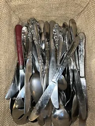 Mixed Lot Silverware Flatware Mismatched for Use or Crafts.