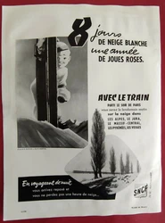 Recto: SNCF. Issue dune revue/magazine de Décembre 1956. Publicité de presse Veuillez mexcuser pour la mauvaise...