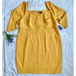 Eloquii mustard yellow dress. Sheath design with sweetheart neckline. Bust: 29” flat across. Waist: 26” flat...