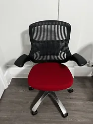 Knoll Generation Task Chair, Black and Red with Chrome Base.
