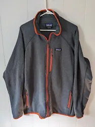 Patagonia Better Sweater Fleece Full Zip Jacket Men’s XL Grey with Orange Trim.
