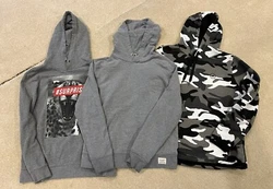 Lot of 3 Hoodies, Sweatshirts-Men’s M. Aeropostale And Hollister. Gray. Black.. Two gray without hoodie string....