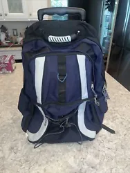 Eastsport Large Rolling Backpack Multi Pocket Blue Black.