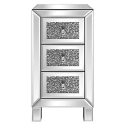 This Modern and Contemporary Mirror Surface With Diamond 3-Drawers Nightstand Bedside Table is sure to add sparkle to...