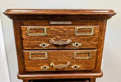 Antique Oak Library Bureau SoleMakers Card File Cabinet. Good restored condition.18 1/4