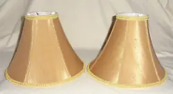 New Set of (2) GOLD Bell Faux Silk Shantung Fabric Lamp Shades 8.5