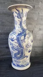 Asian vase. DRAGON blue color.