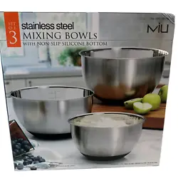 M ade of high-quality stainless steel, these bowls are durable and rust-resistant. They feature a mirror finish inside...