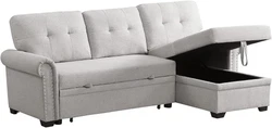 Alexent 3 seat sleeper sofa. A perfect choice for small spaces living, this light gray sleeper sectional sofa is...