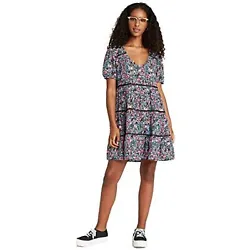 Mini short-sleeve dress adorned with an allover floral pattern. Made from a soft, lightweight fabric for comfortable...