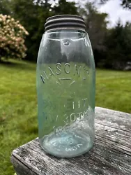 This antique mason jar has a Ball lid as shown and is in overall very good condition. 9