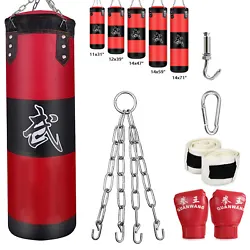 Heavy Boxing Empty Punching Bag Gloves Training Kicking MMA Workout w Chain Hook. - This boxing bag hanger holds up to...