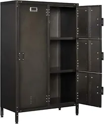 All doors can be locked to protect your belongings. Material: Steel. Color: Industrial Style. Mount Type: Freestanding...