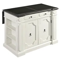 Kitchen Island with drop leaf and granite inlay. Base Material: Solid + Engineered Wood, Granite inlay on top surface....