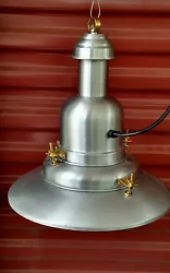 Aluminum and Brass Steampunk Industrial Art Deco Style Hanging Lamp 115v.