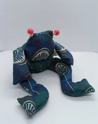 Vintage Liberty of London Fabric Beanbag Bean Bag Frog Toy Handmade blue. 7x5 inches